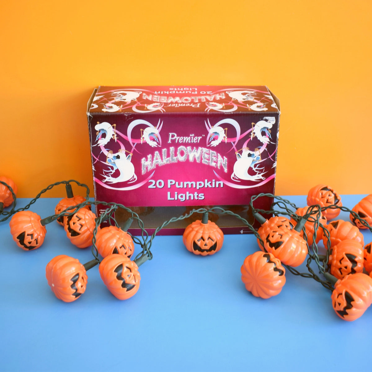 Vintage 1990s Indoor Halloween Pumpkin String Lights - Premier - Boxed by Pineapple Retro
