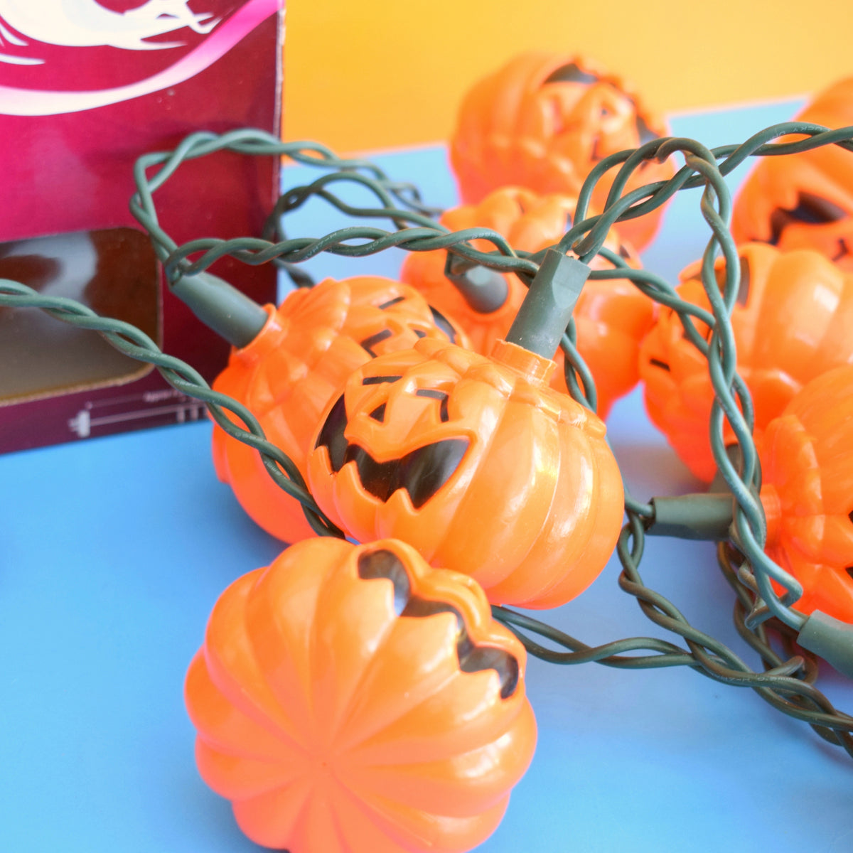 Vintage 1990s Indoor Halloween Pumpkin String Lights - Premier - Boxed by Pineapple Retro