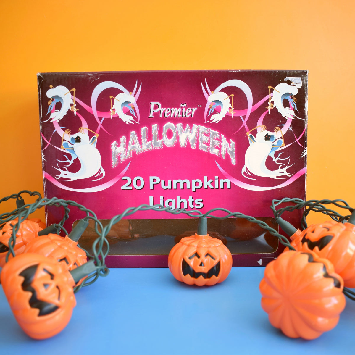 Vintage 1990s Indoor Halloween Pumpkin String Lights - Premier - Boxed by Pineapple Retro