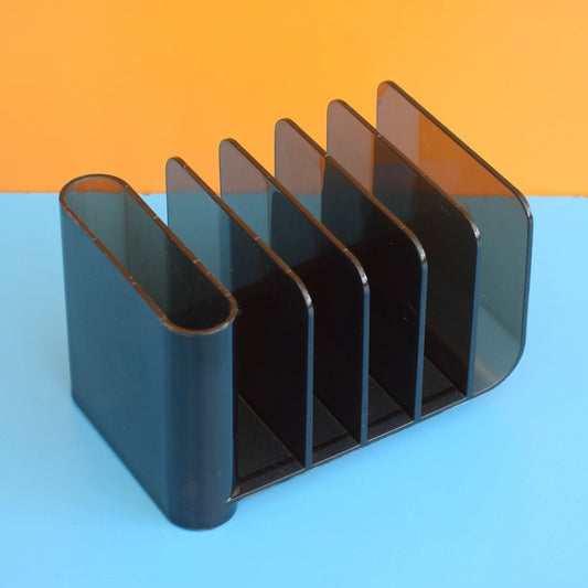 Vintage 1980s Eldon Office Desk Tidy - Smoked Plastic USA