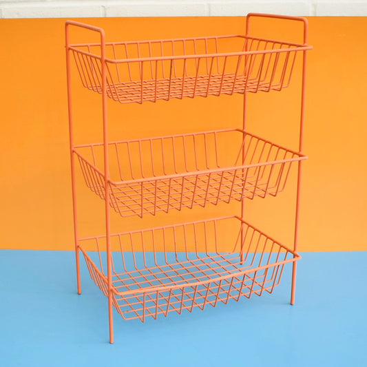Vintage 1970s Wire Vegetable / Storage Rack - Orange