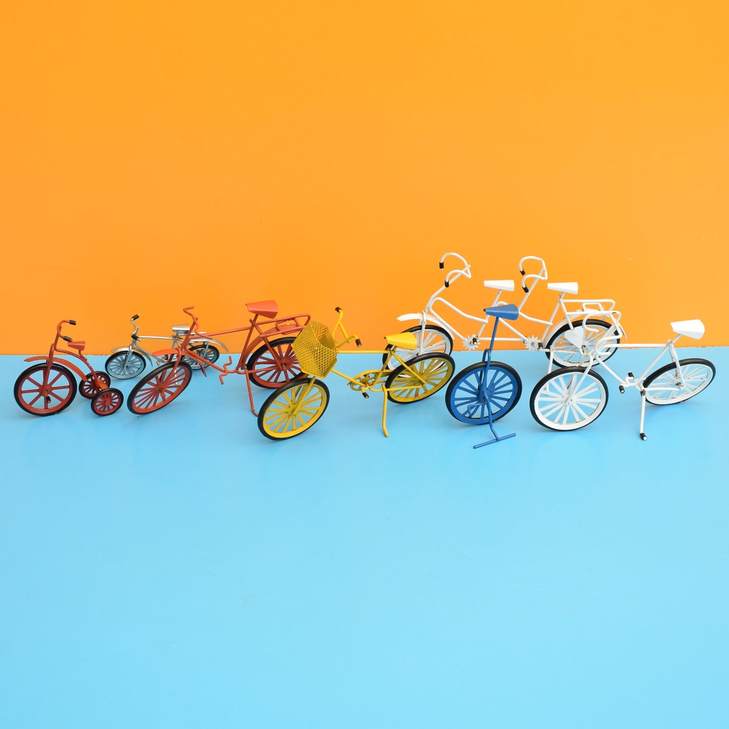 Vintage 1980s Mini Wire Trike / Bikes - Rainbow Colours