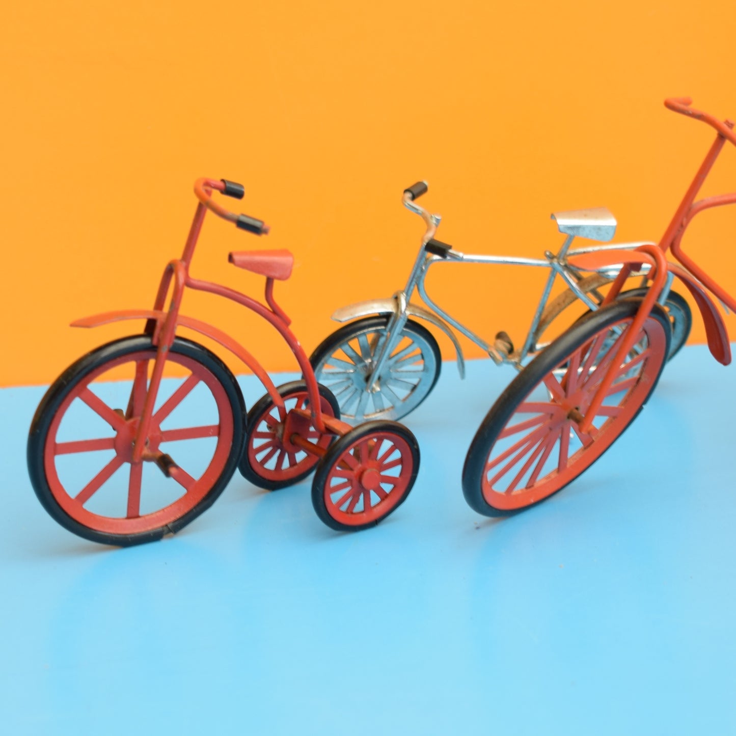 Vintage 1980s Mini Wire Trike / Bikes - Rainbow Colours