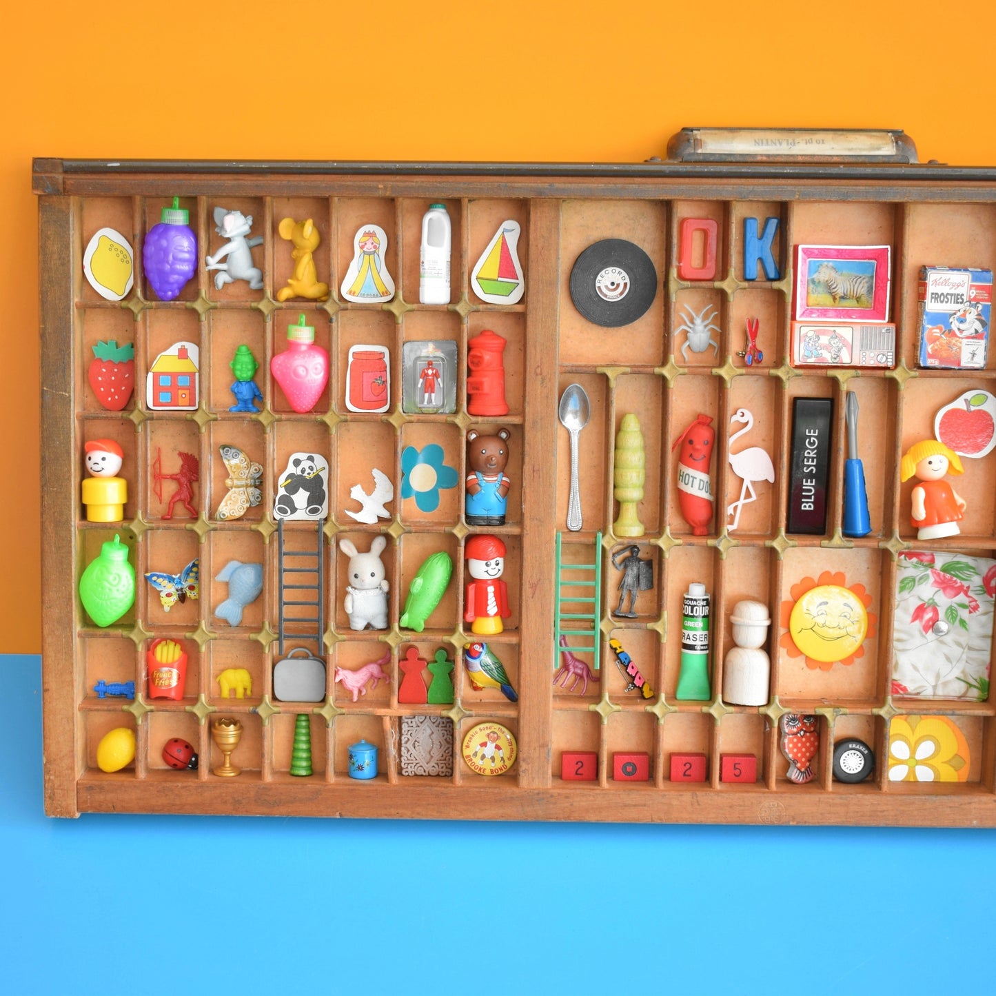 Vintage 1960s Wooden Printers Tray & Contents / Empty