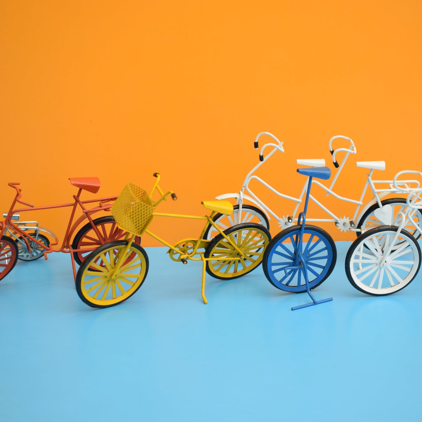 Vintage 1980s Mini Wire Trike / Bikes - Rainbow Colours