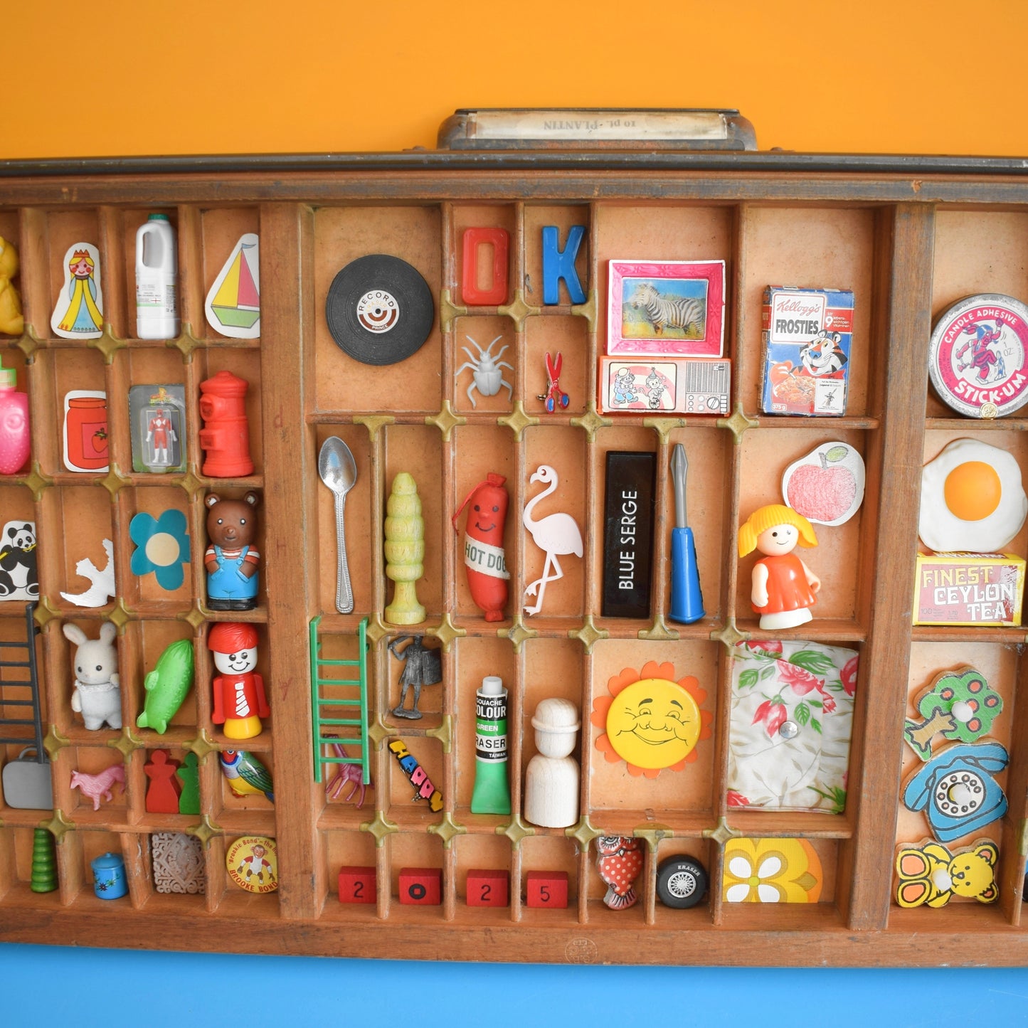 Vintage 1960s Wooden Printers Tray & Contents / Empty