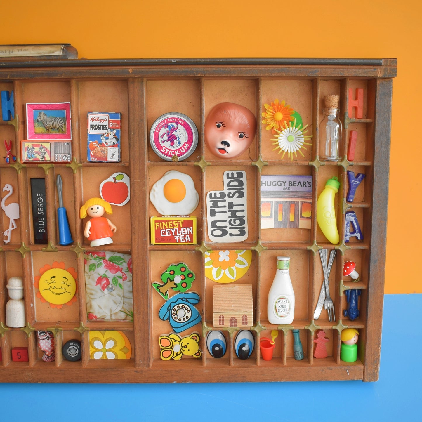 Vintage 1960s Wooden Printers Tray & Contents / Empty
