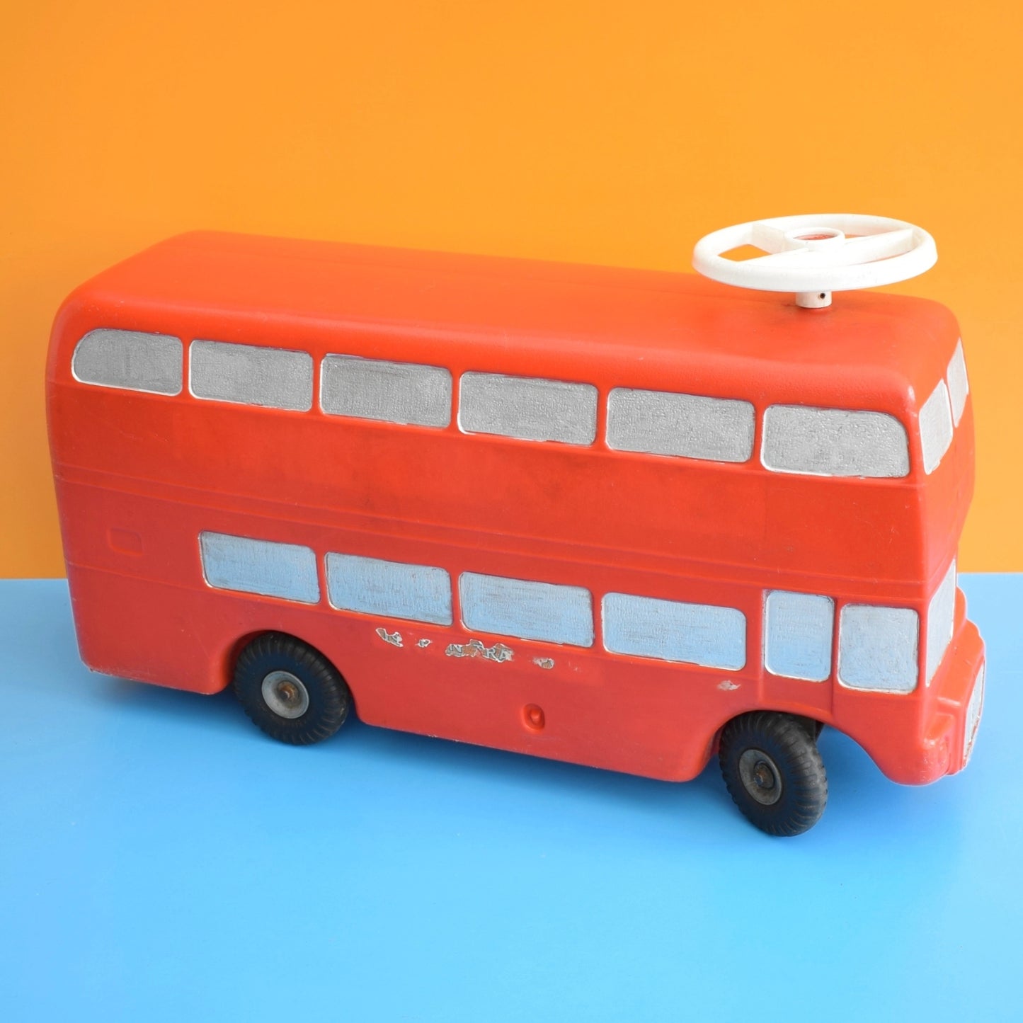 Vintage 1970s Red London Ride On Bus - Triang Toys -Plastic