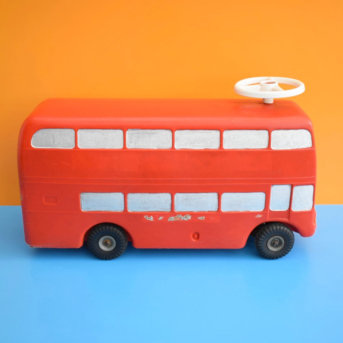 Vintage 1970s Red London Ride On Bus - Triang Toys -Plastic