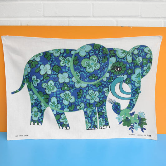 Vintage 1970s Tea Towel - Belinda Lyon - Elephant