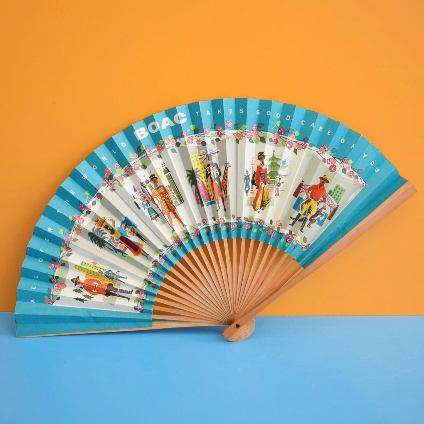 Vintage 1960s BOAC Paper Fans / British Airways Mini Playing Cards