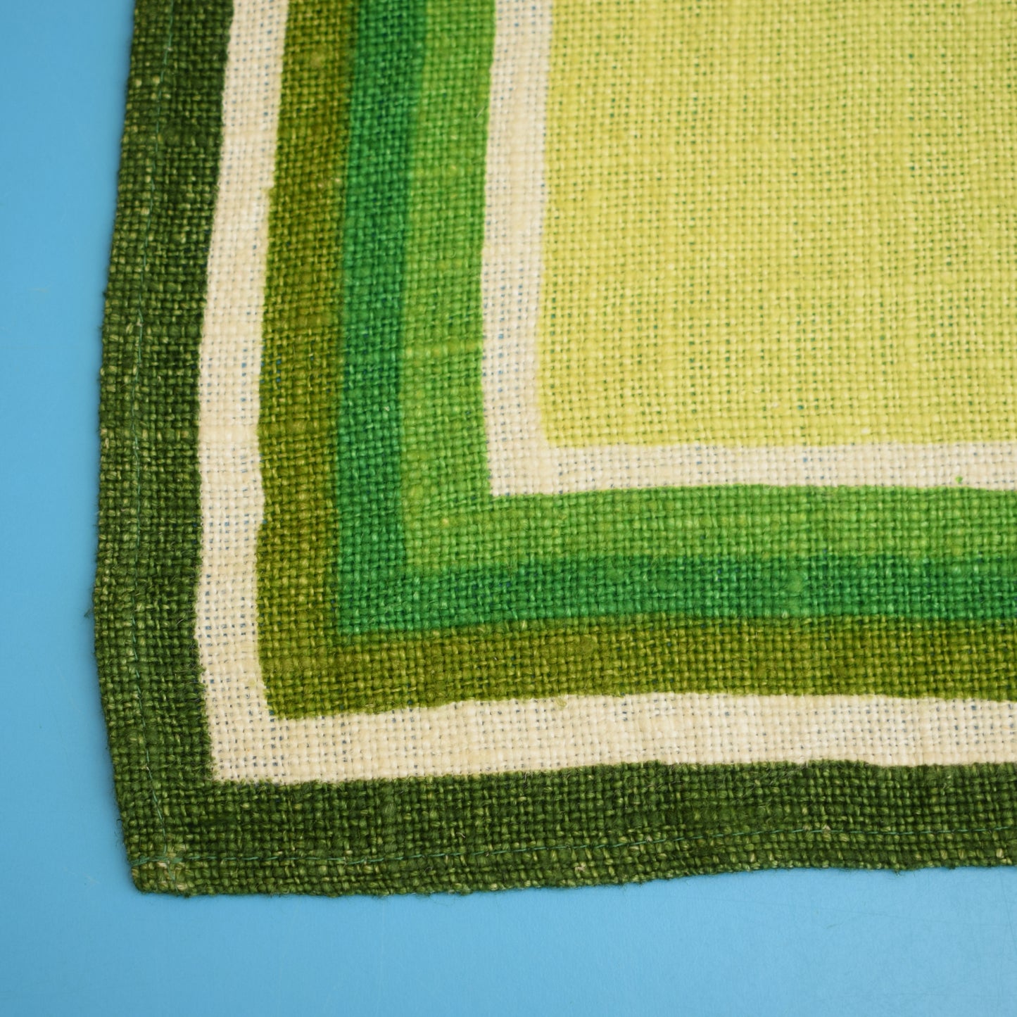 Vintage 1970s Pair Of Linen Placemats - Green