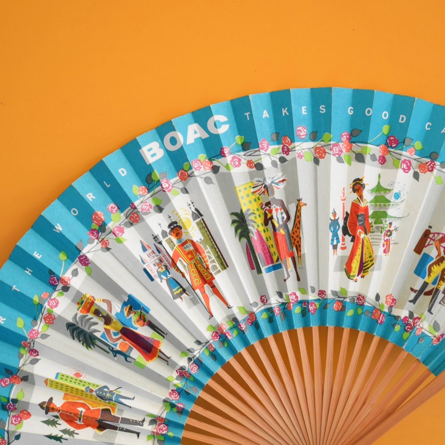 Vintage 1960s BOAC Paper Fans / British Airways Mini Playing Cards