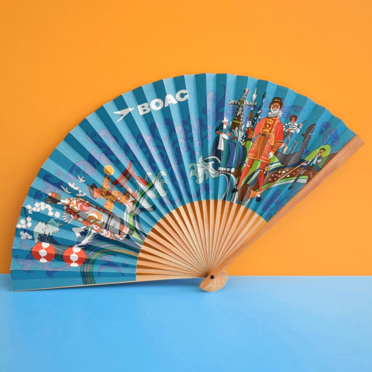 Vintage 1960s BOAC Paper Fans / British Airways Mini Playing Cards