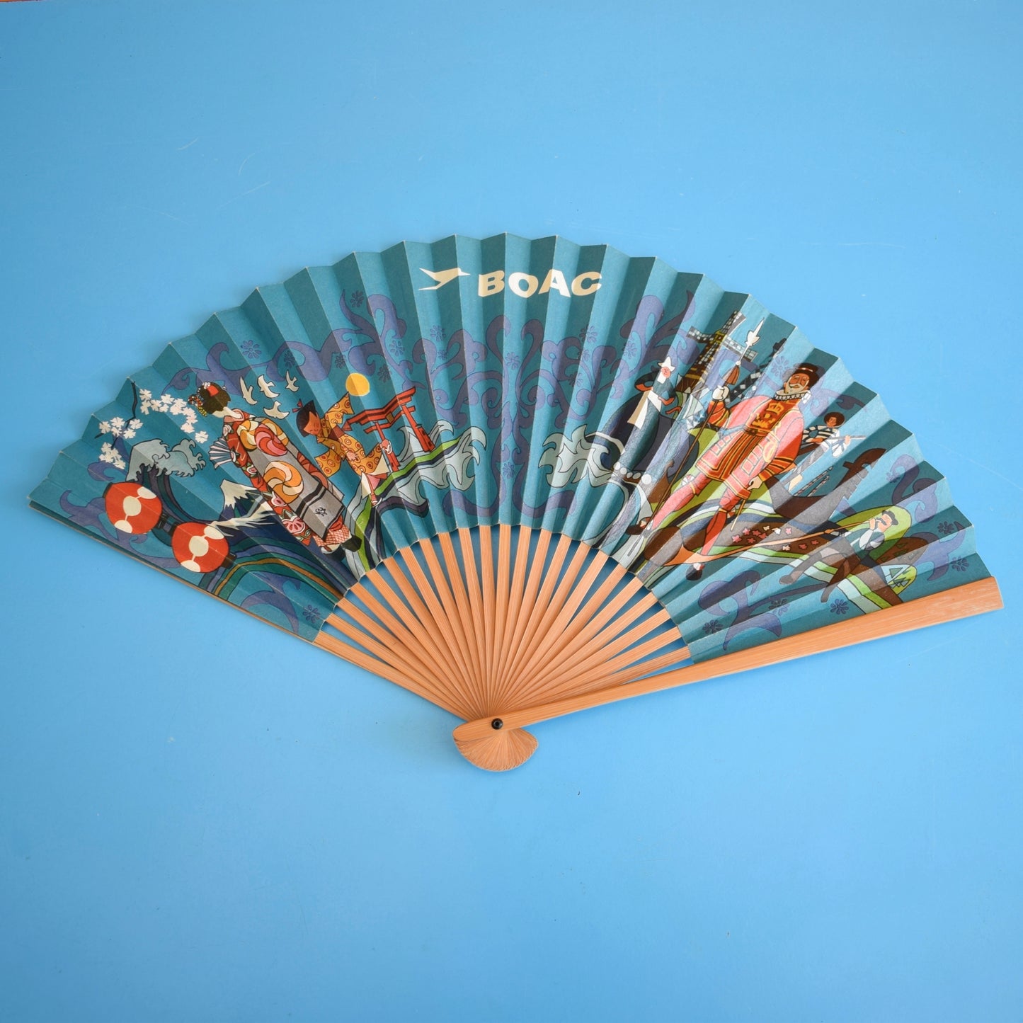 Vintage 1960s BOAC Paper Fans / British Airways Mini Playing Cards