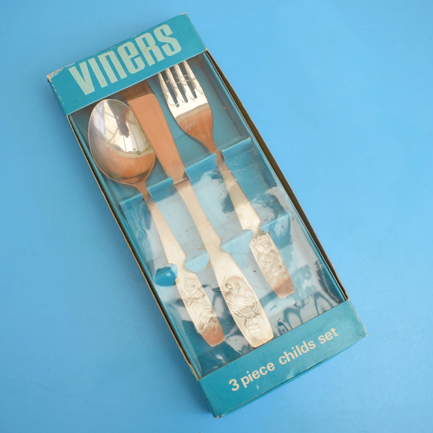 Vintage 1970s Boxed Kids Cutlery Set - Viners