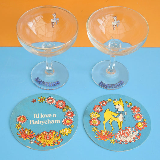Vintage 1960s Babycham Glass & Coasters - Various by Pineapple Retro