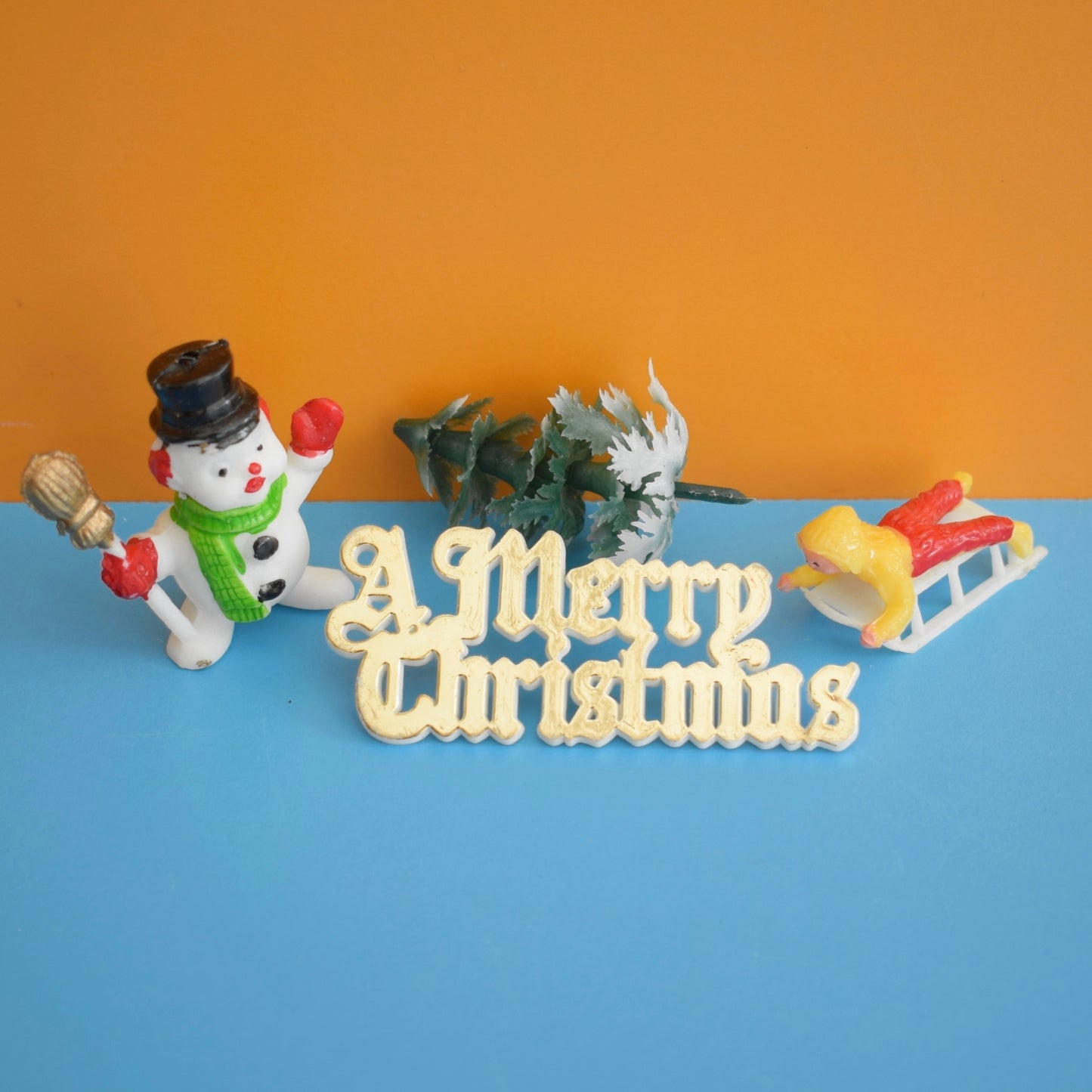 Vintage 1960s Plastic Christmas Cake Decorations - Groups