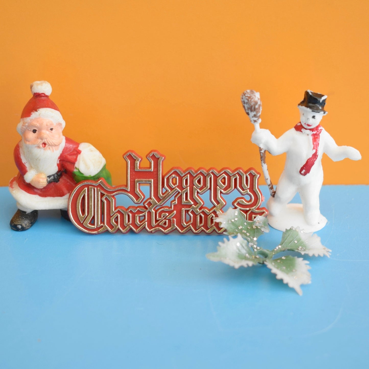 Vintage 1960s Plastic Christmas Cake Decorations - Groups