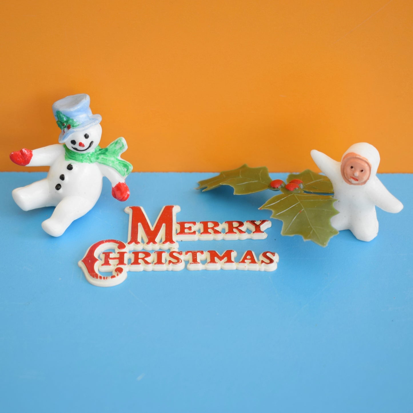 Vintage 1960s Plastic Christmas Cake Decorations - Groups