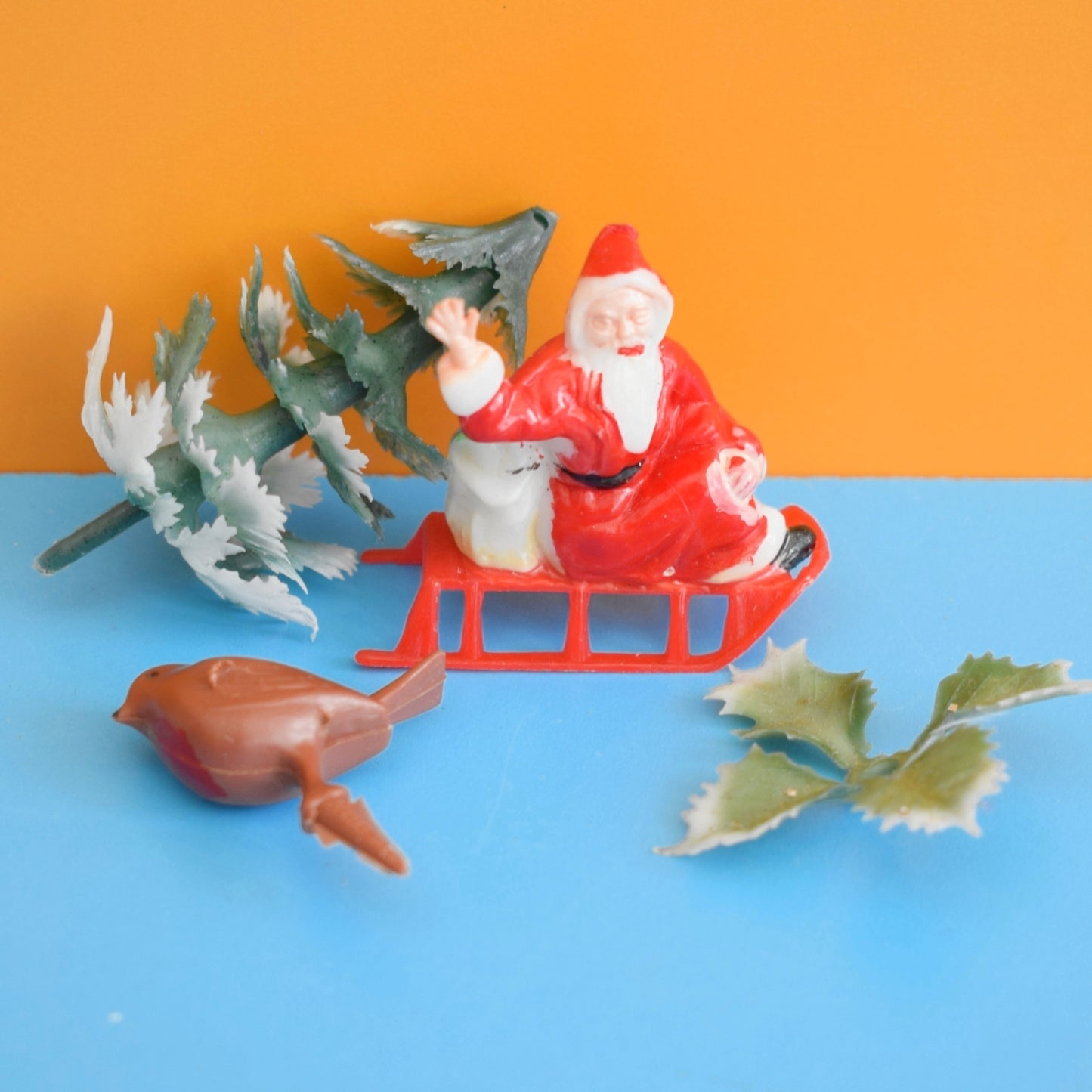 Vintage 1960s Plastic Christmas Cake Decorations - Groups