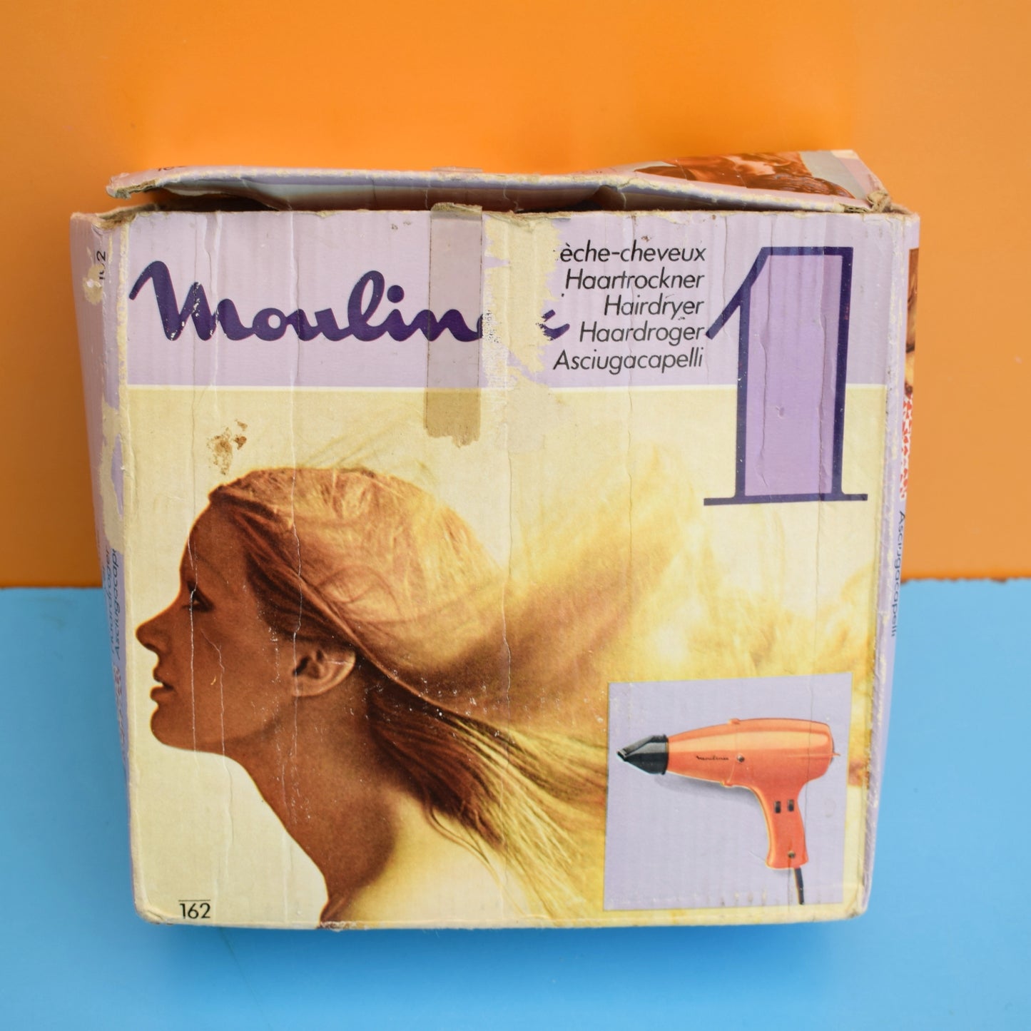 Vintage 1970s Moulinex Hair Dryer - Orange (boxed)