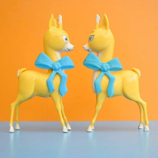 Vintage 1970s Babycham Bambi / Fawns - Yellow & Blue by Pineapple Retro