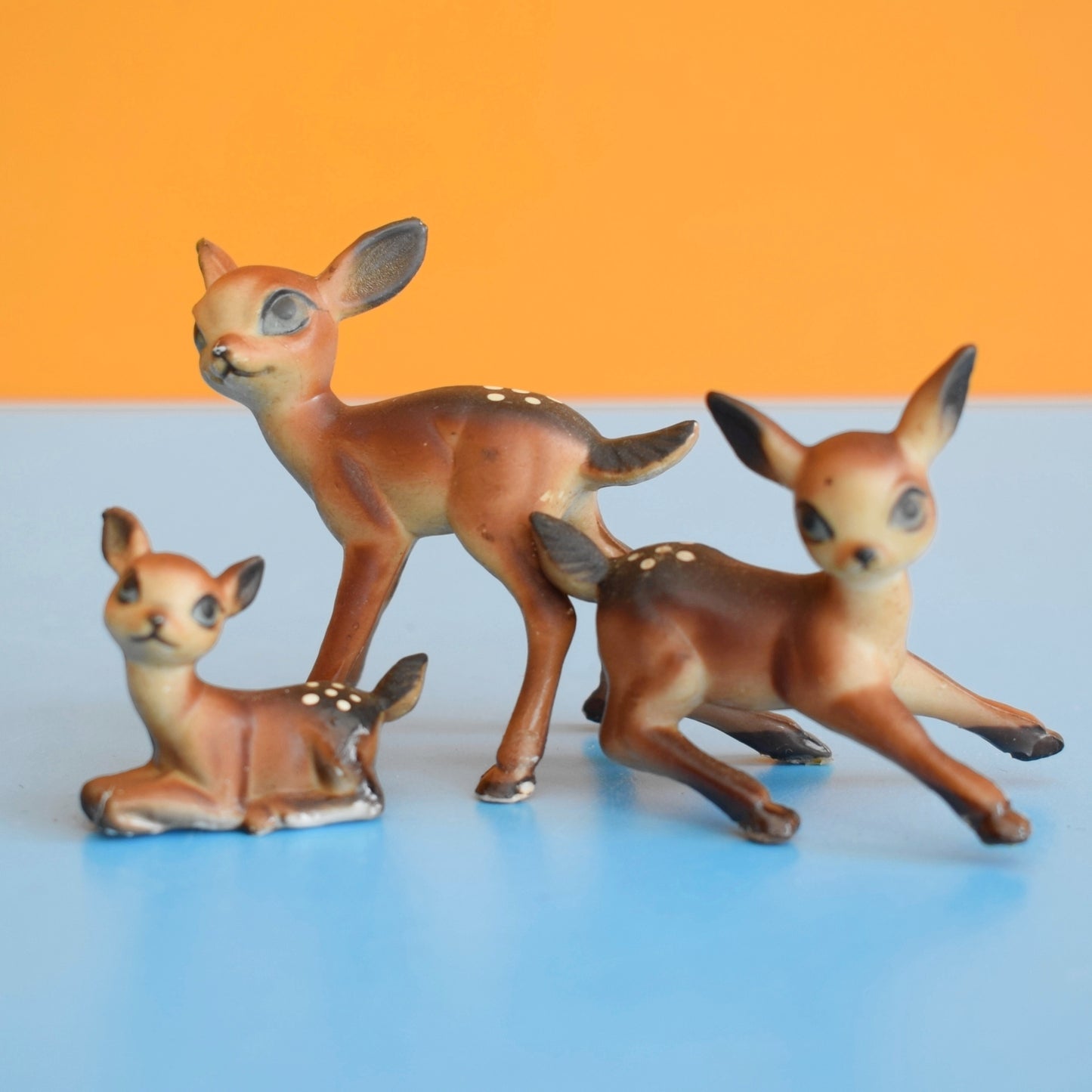 Vintage 1960s Bambi Family Kitsch Ornaments - Plastic Deer