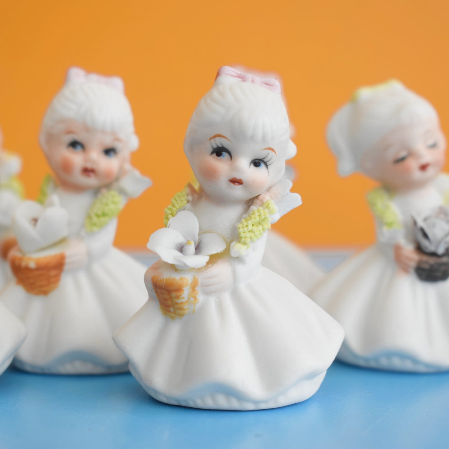 Vintage 1950s Small Ceramic Pretty Ladies- x12 - Cake Decorations