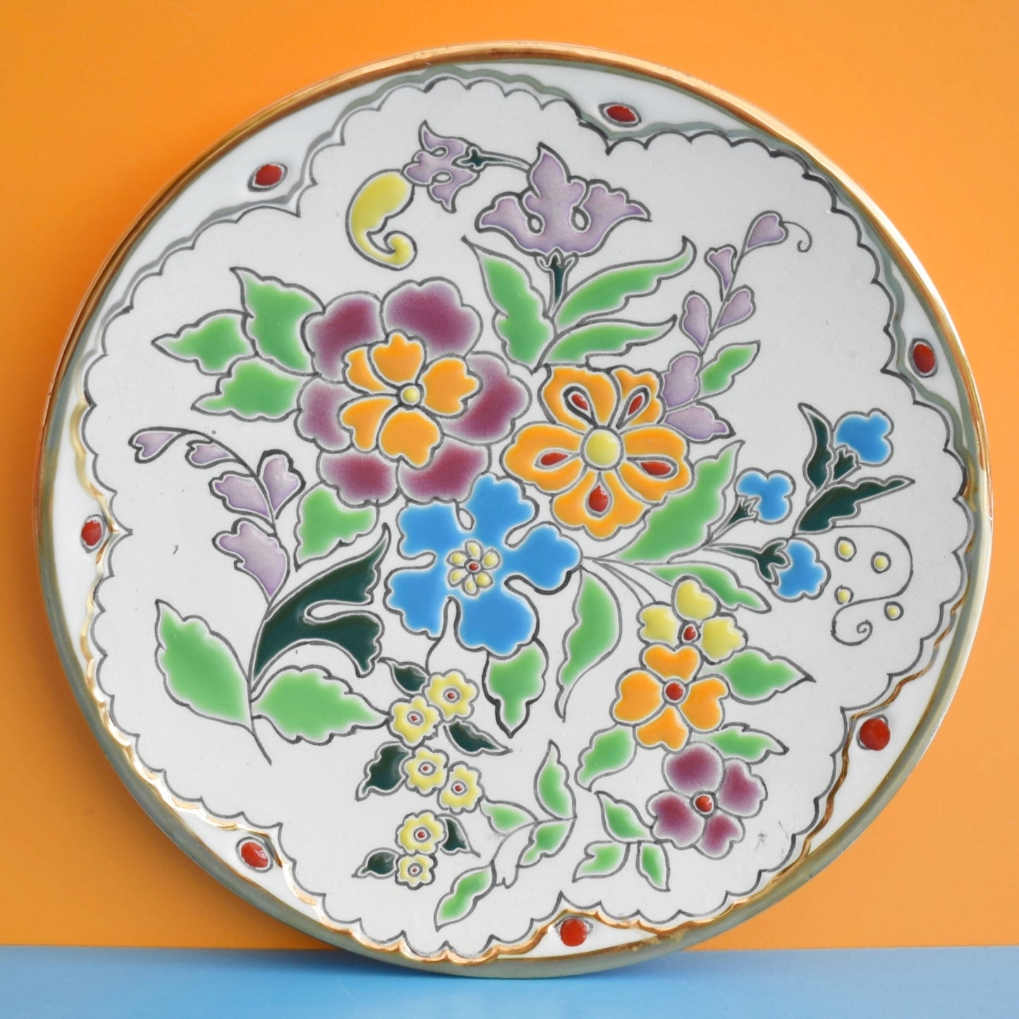 Vintage 1960s Flower Power Plate - Spanish - Jose Royo Vilar