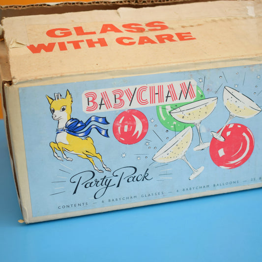Vintage 1960s Babycham Glasses Boxed Party Set (Inc Napkins) by Pineapple Retro