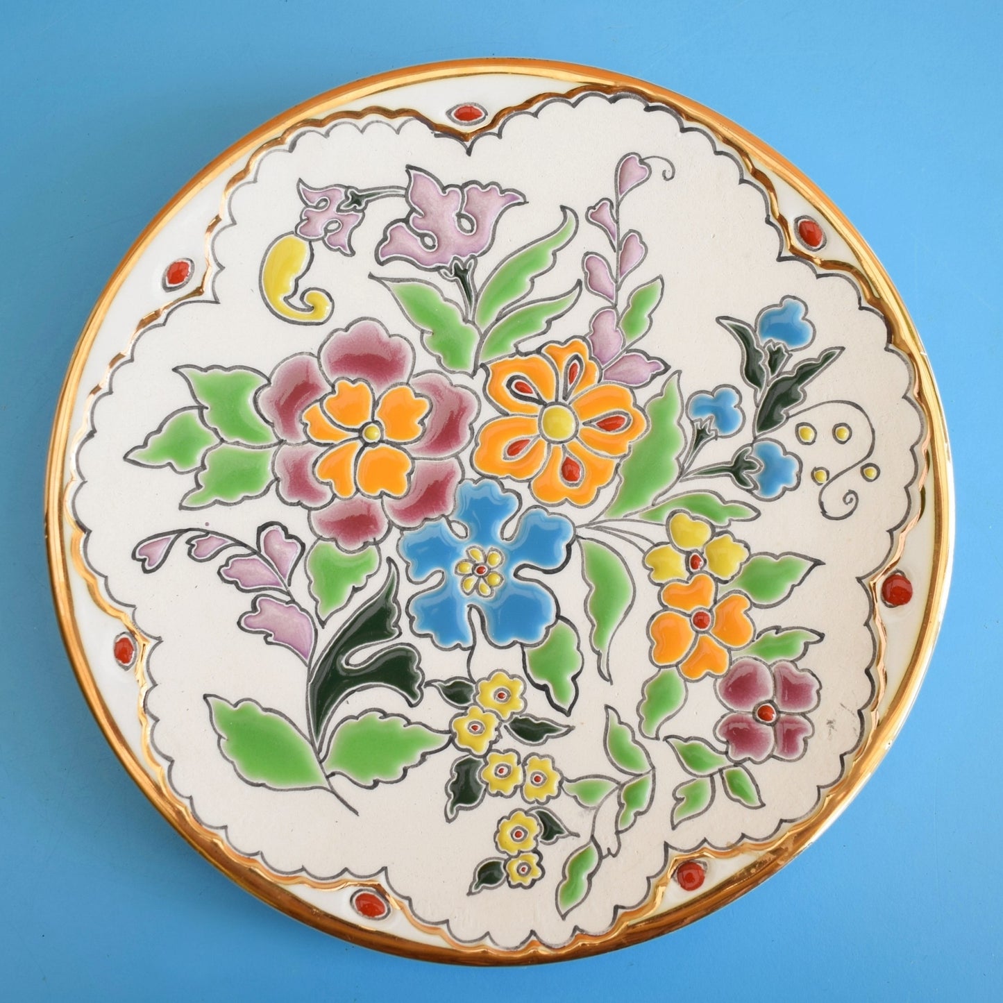 Vintage 1960s Flower Power Plate - Spanish - Jose Royo Vilar