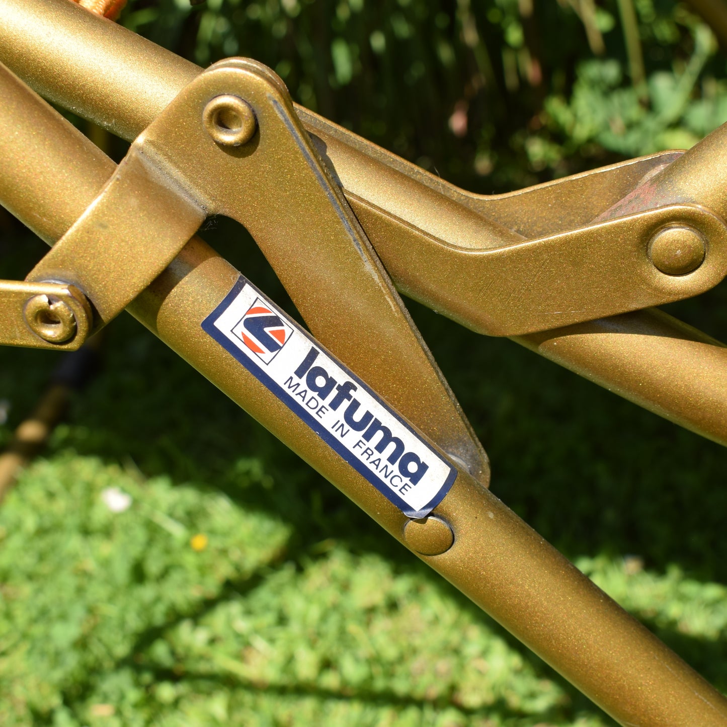 Vintage 1970s French Reclining Garden Lounger Chair - Orange & Brown