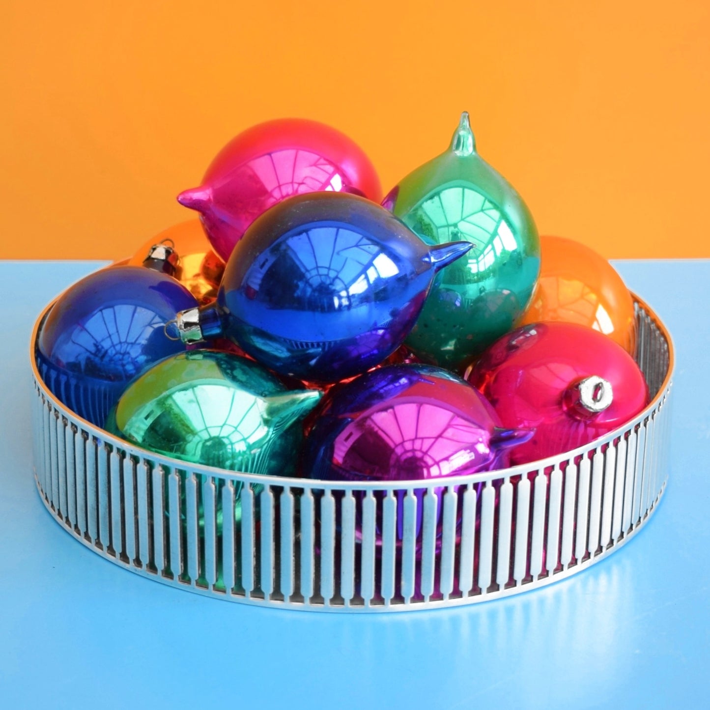 Vintage 1960s Round Metal Pierced Tray - Silver Plate - Lovely Display