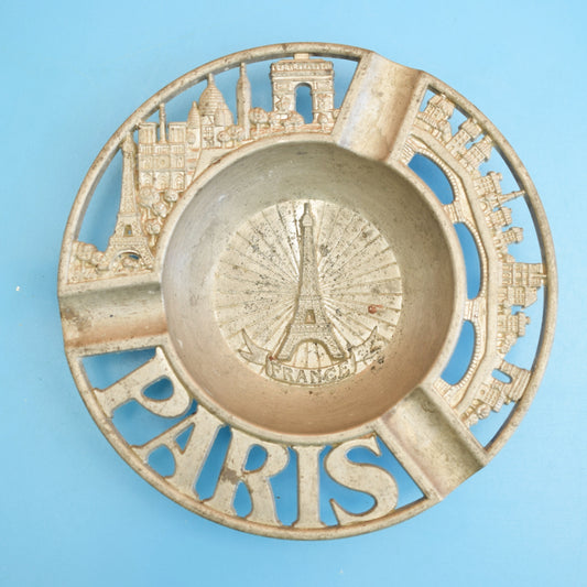 Vintage 1980s Metal Ashtray - Paris