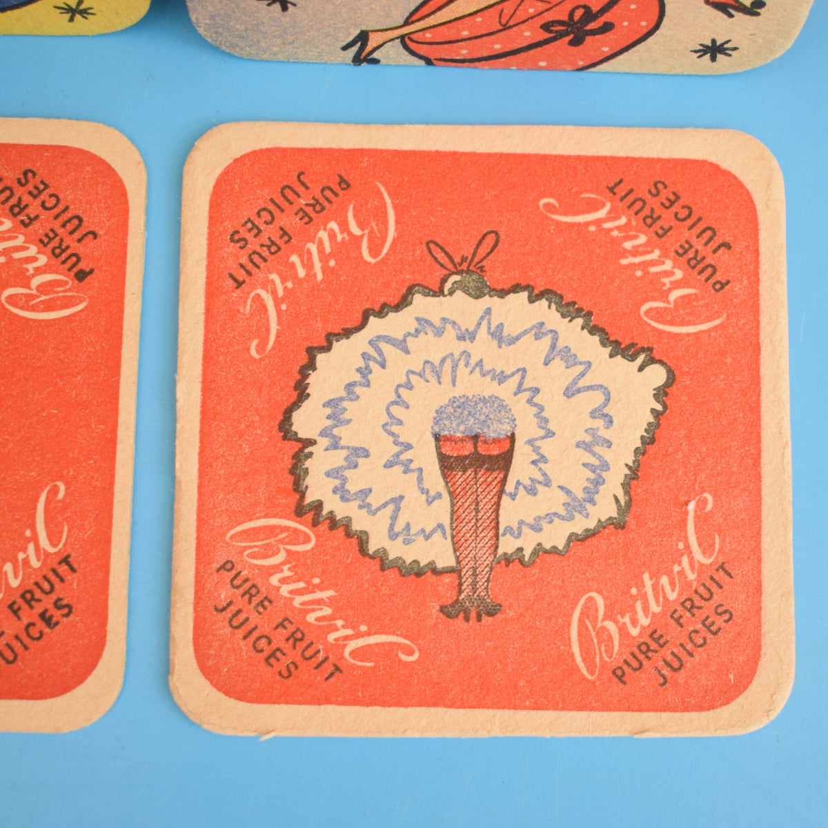 Vintage 1950s Baby Bubbly / Britvic Drinks Mats / Coasters - Joan & Sheila by Pineapple Retro