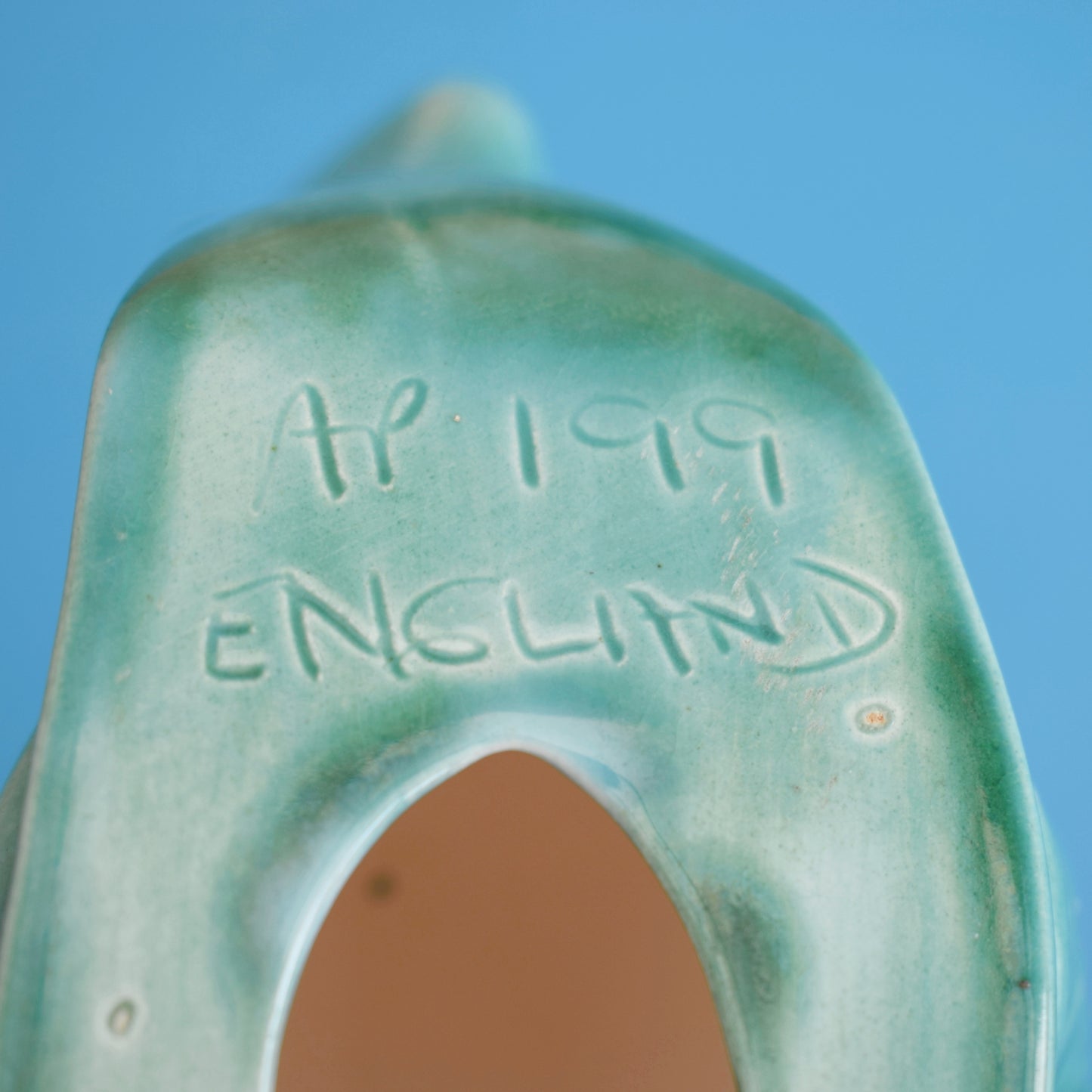 Vintage 1960s Ceramic Snails x2 - Teal - Anglia Pottery