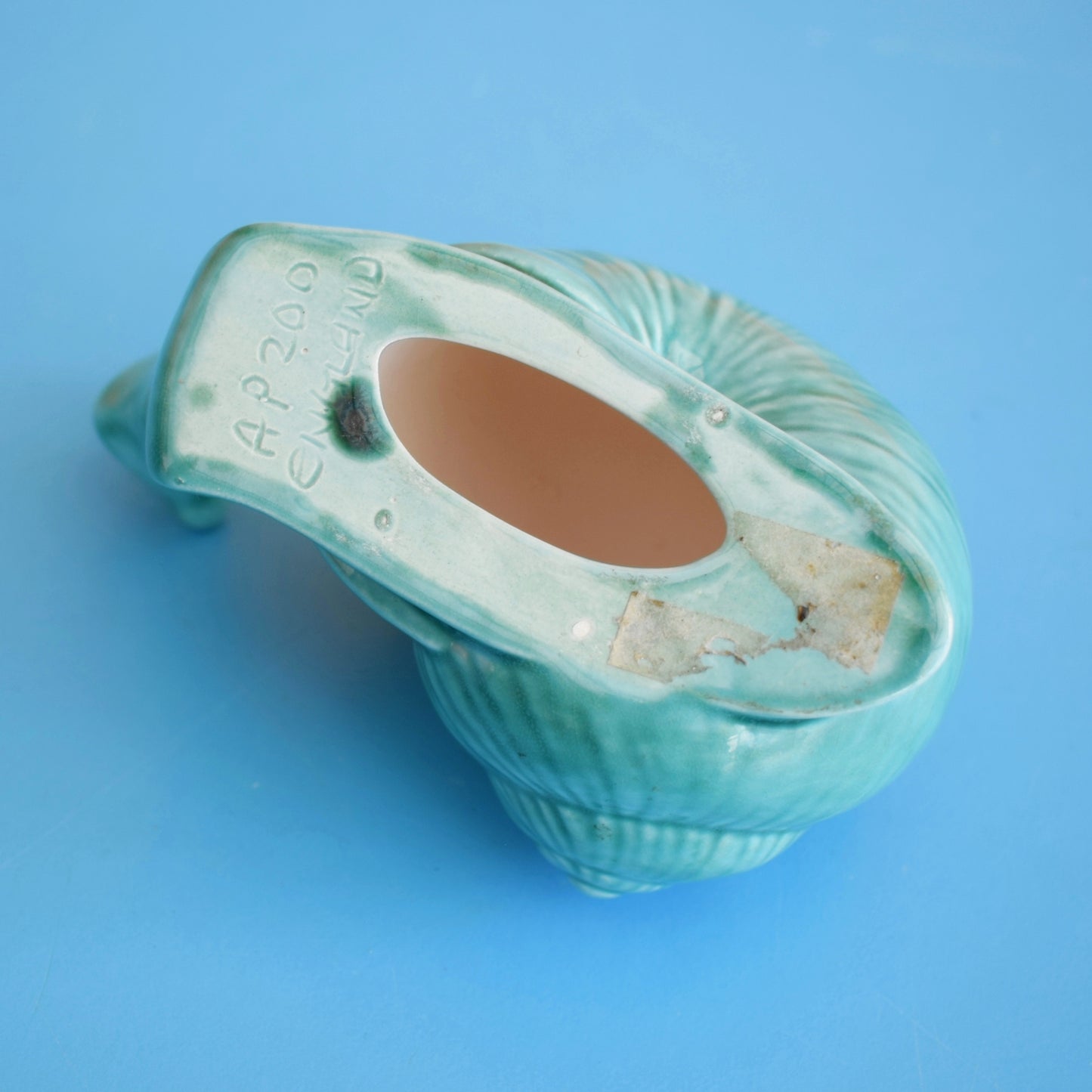 Vintage 1960s Ceramic Snails x2 - Teal - Anglia Pottery