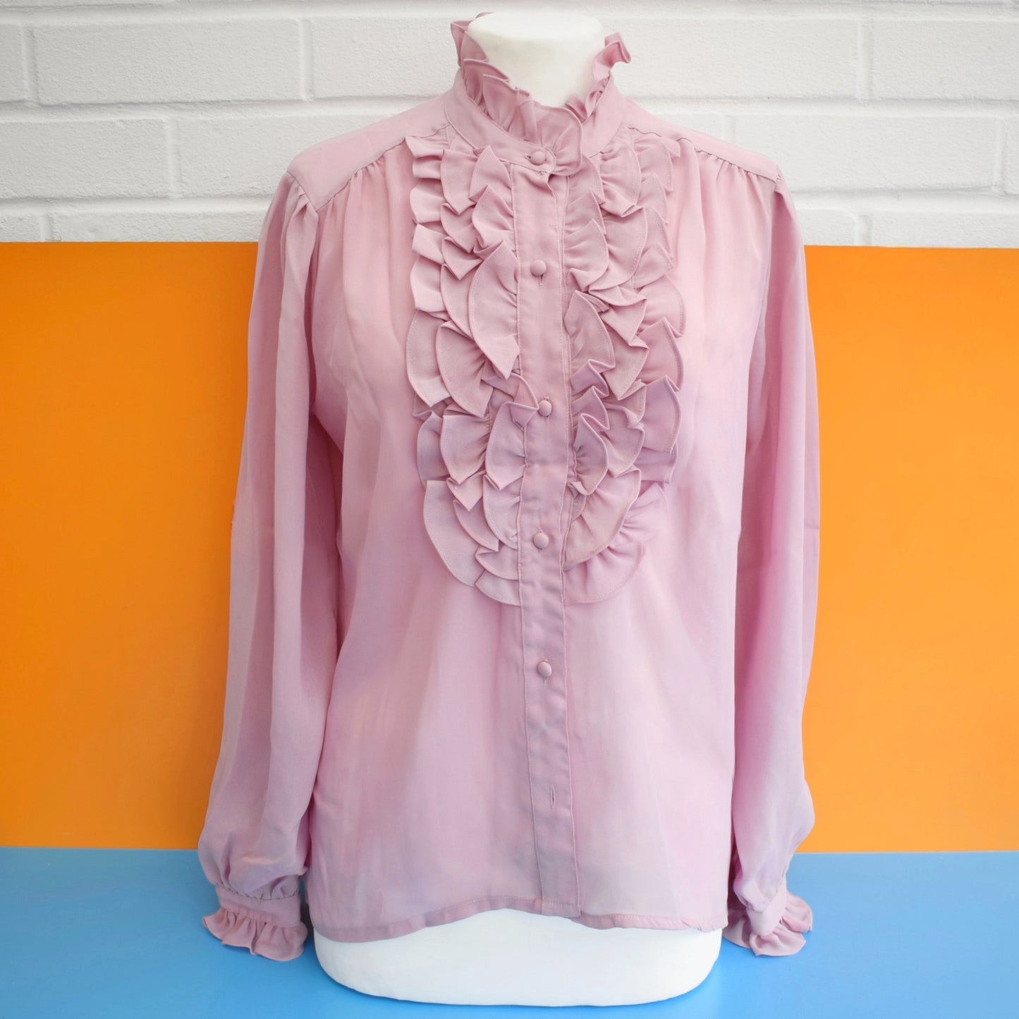 Vintage 1970s Frilled Pastel Shirts - Size 14-16