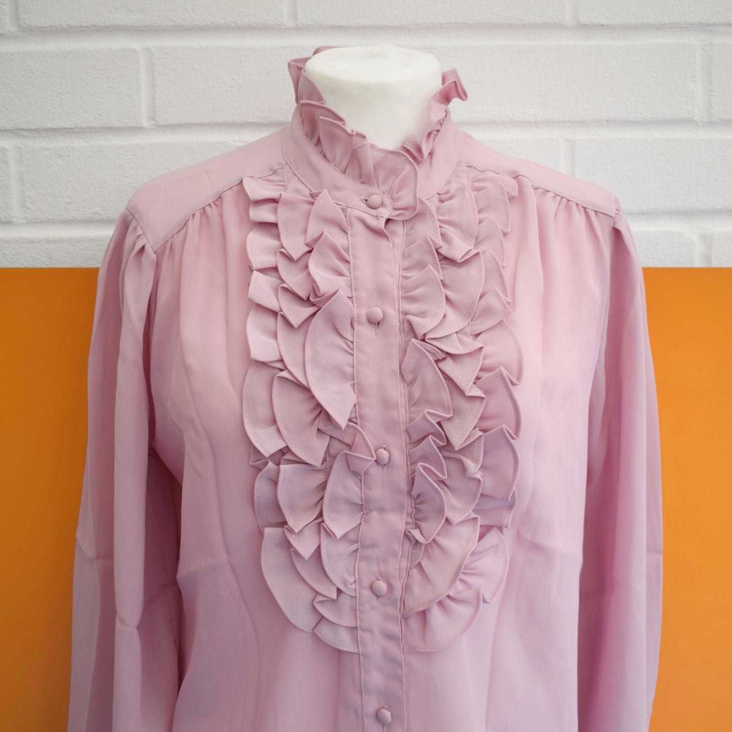 Vintage 1970s Frilled Pastel Shirts - Size 14-16