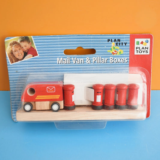 Vintage 2000s Tiny Wooden Post Box / Van Set - Plan City