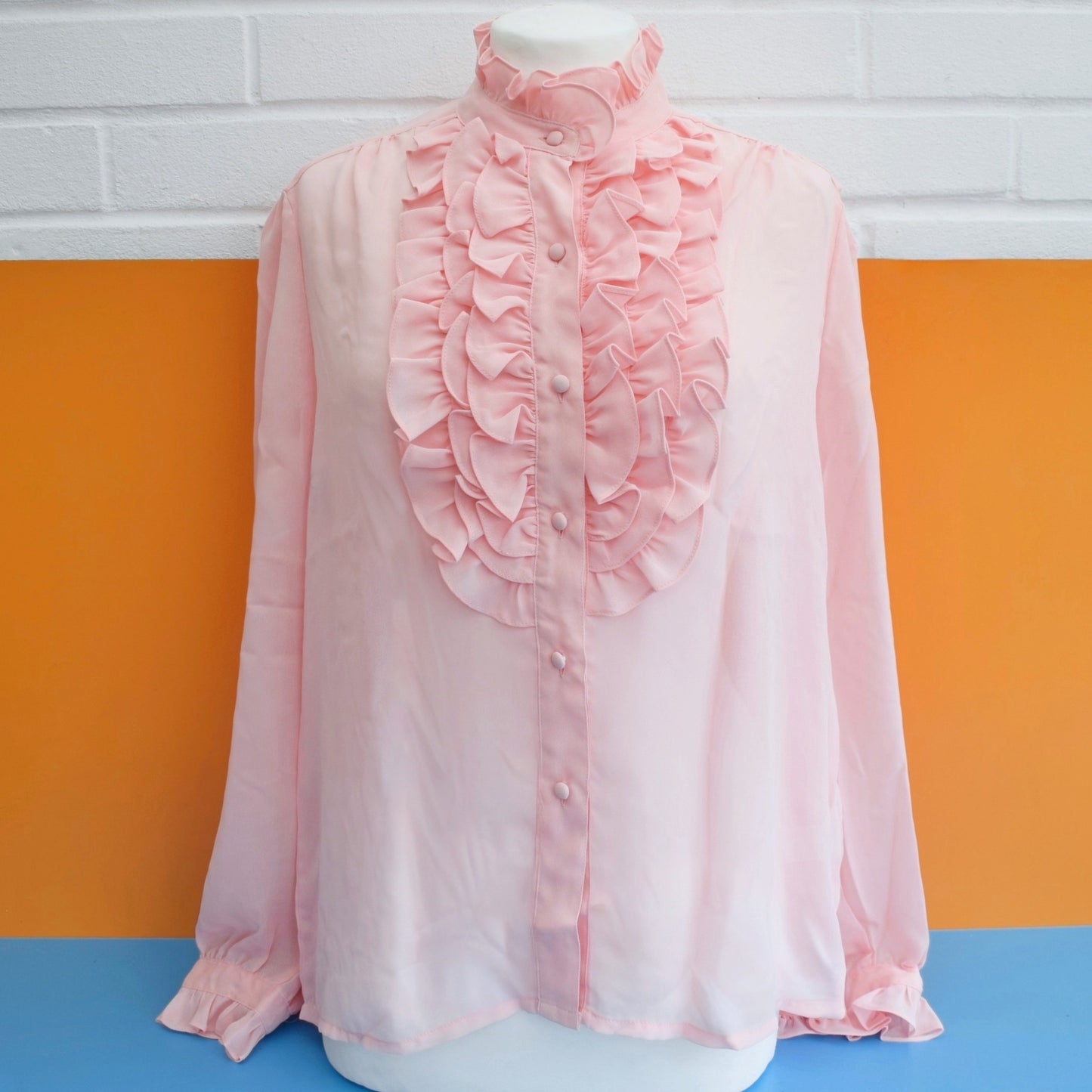 Vintage 1970s Frilled Pastel Shirts - Size 14-16