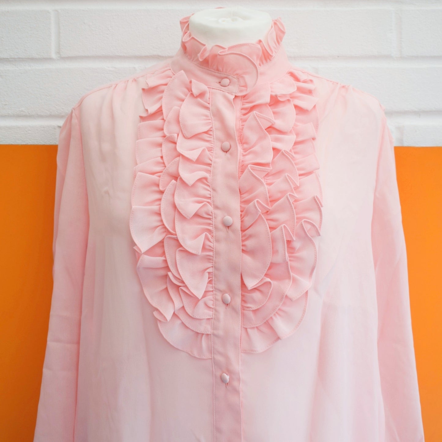 Vintage 1970s Frilled Pastel Shirts - Size 14-16