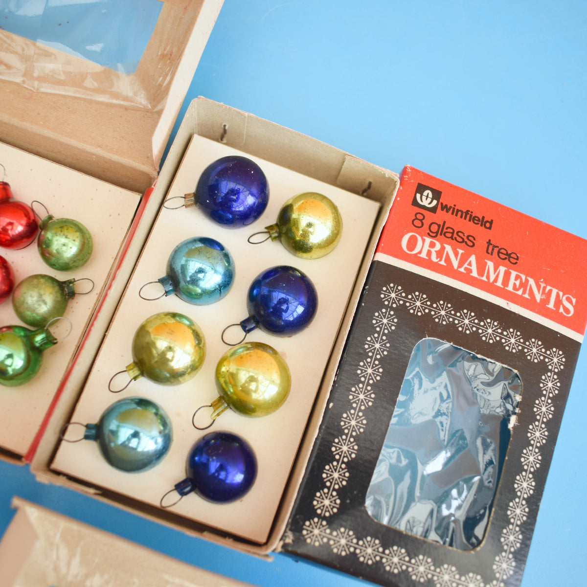 Vintage 1960s Glass Christmas Baubles - Tiny / Extra Tiny. by Pineapple Retro
