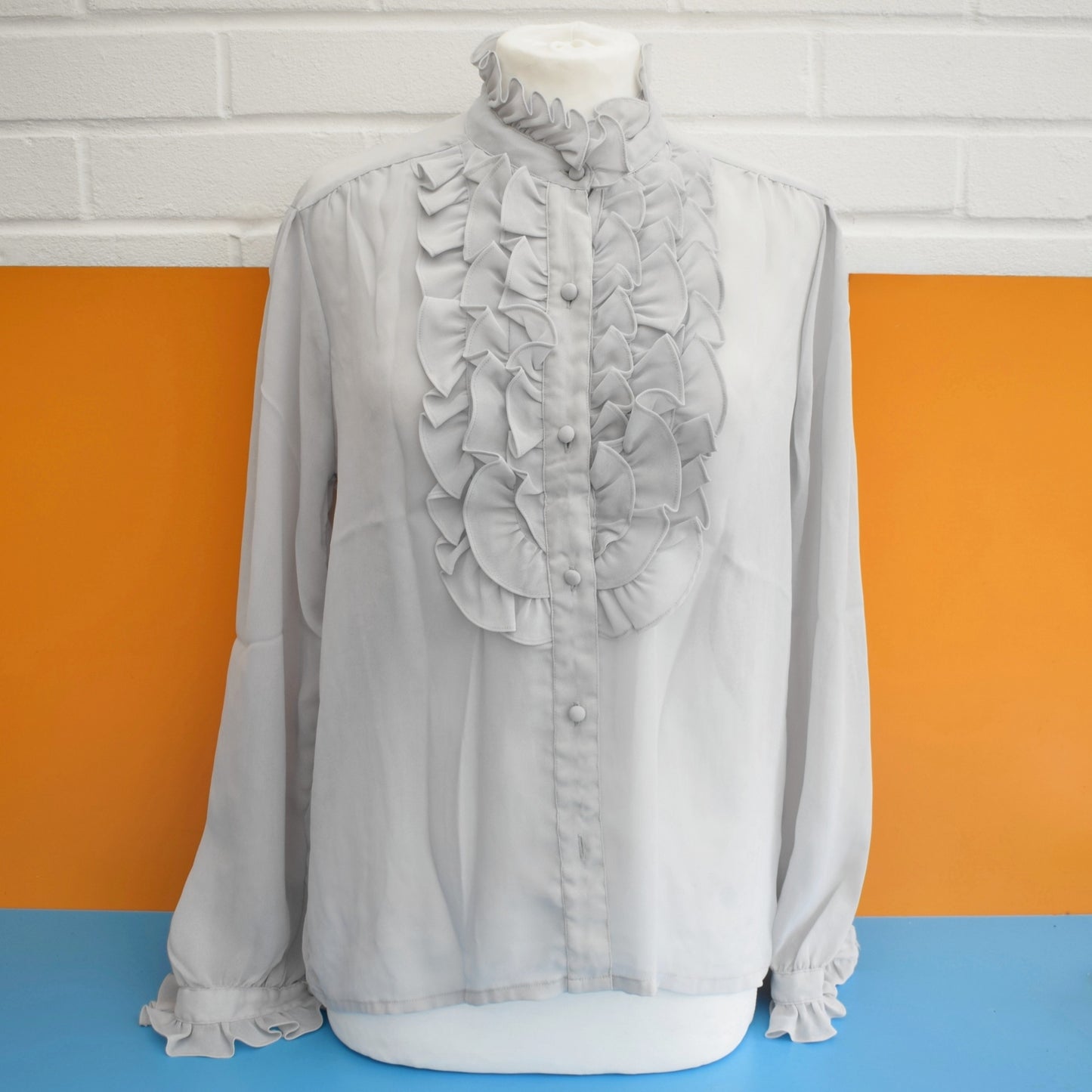 Vintage 1970s Frilled Pastel Shirts - Size 14-16