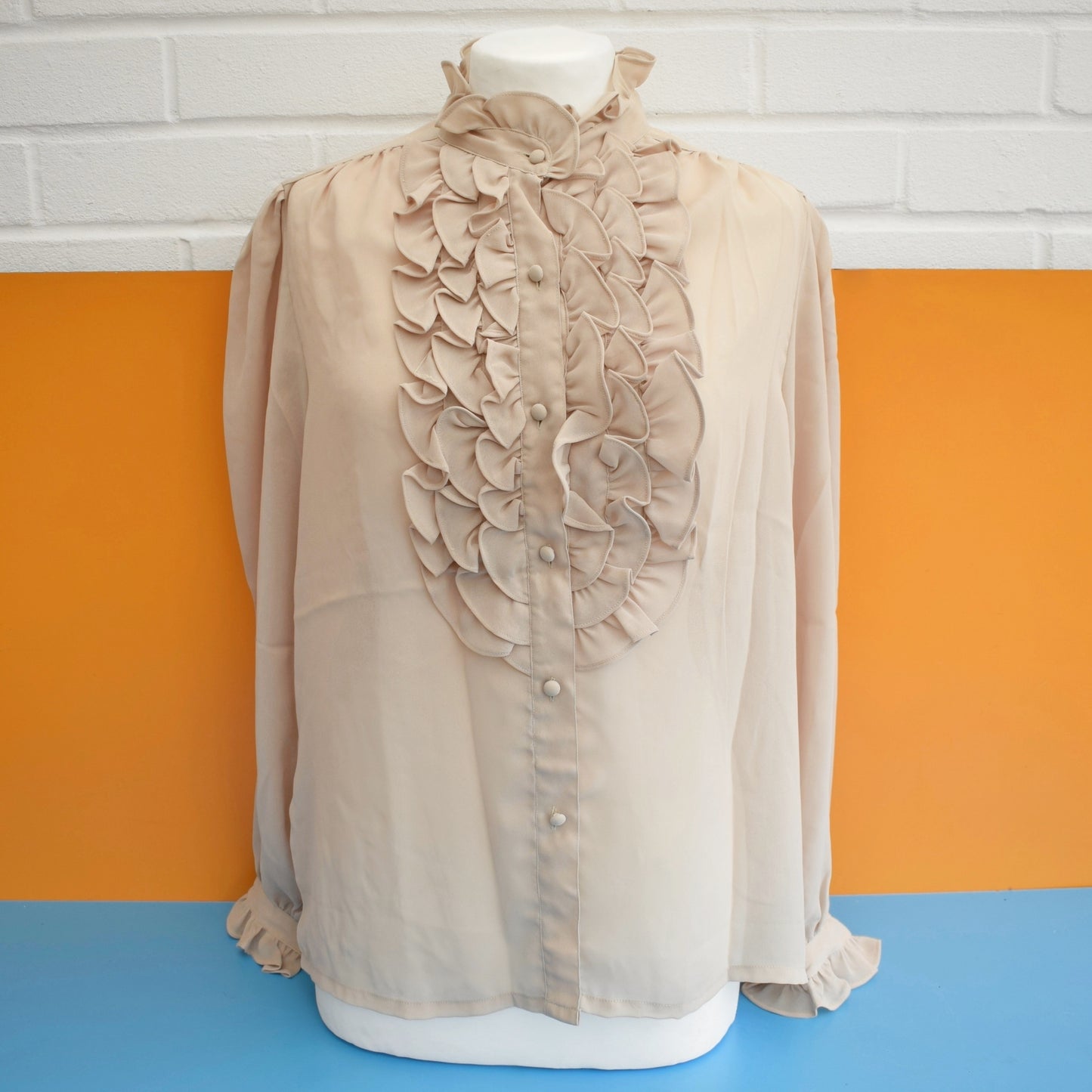 Vintage 1970s Frilled Pastel Shirts - Size 14-16