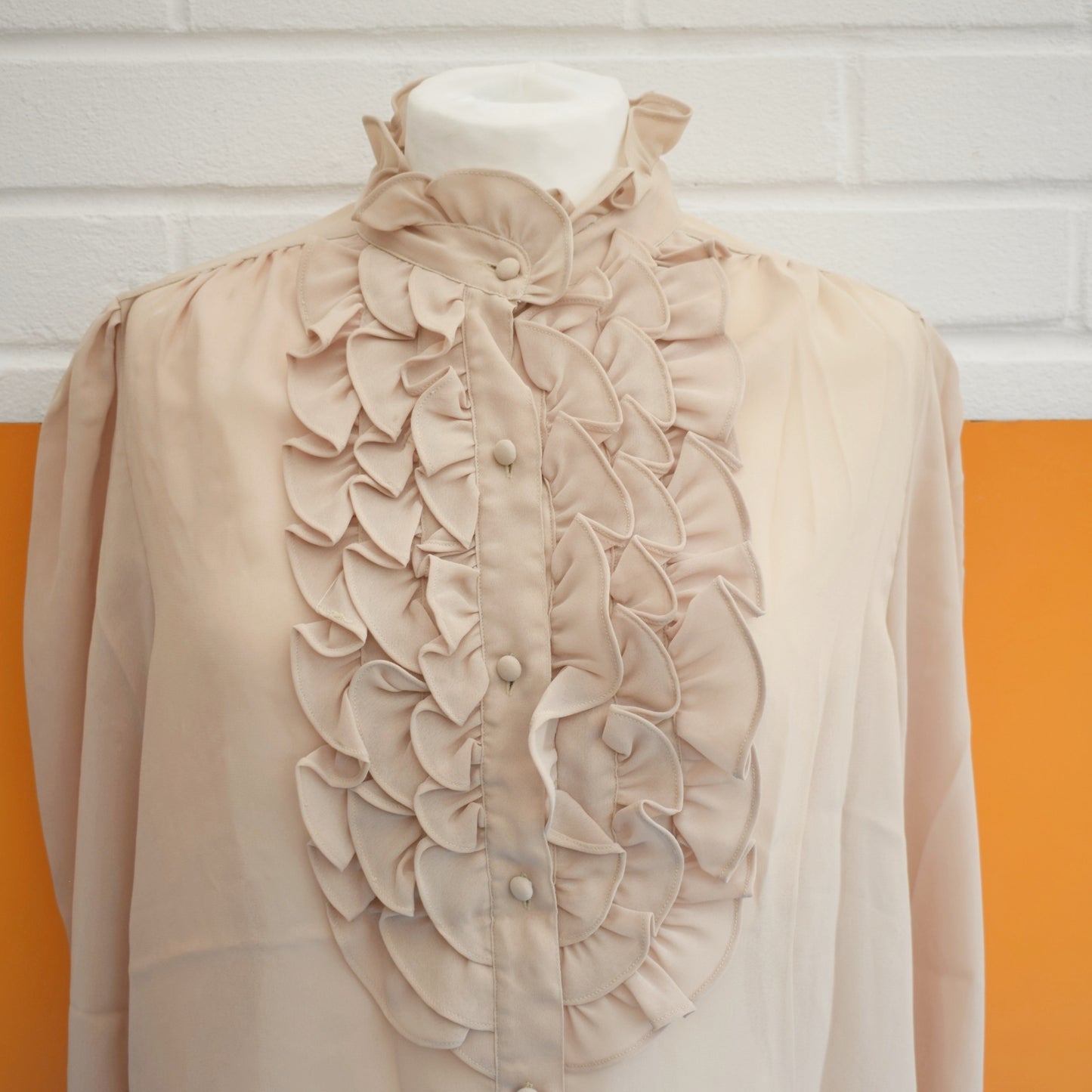 Vintage 1970s Frilled Pastel Shirts - Size 14-16