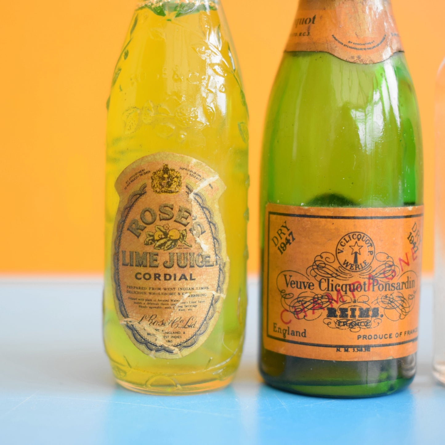 Vintage 1980s Mini Glass Bottles - Schweppes / Wink / Canada Dry / Verve Champagne