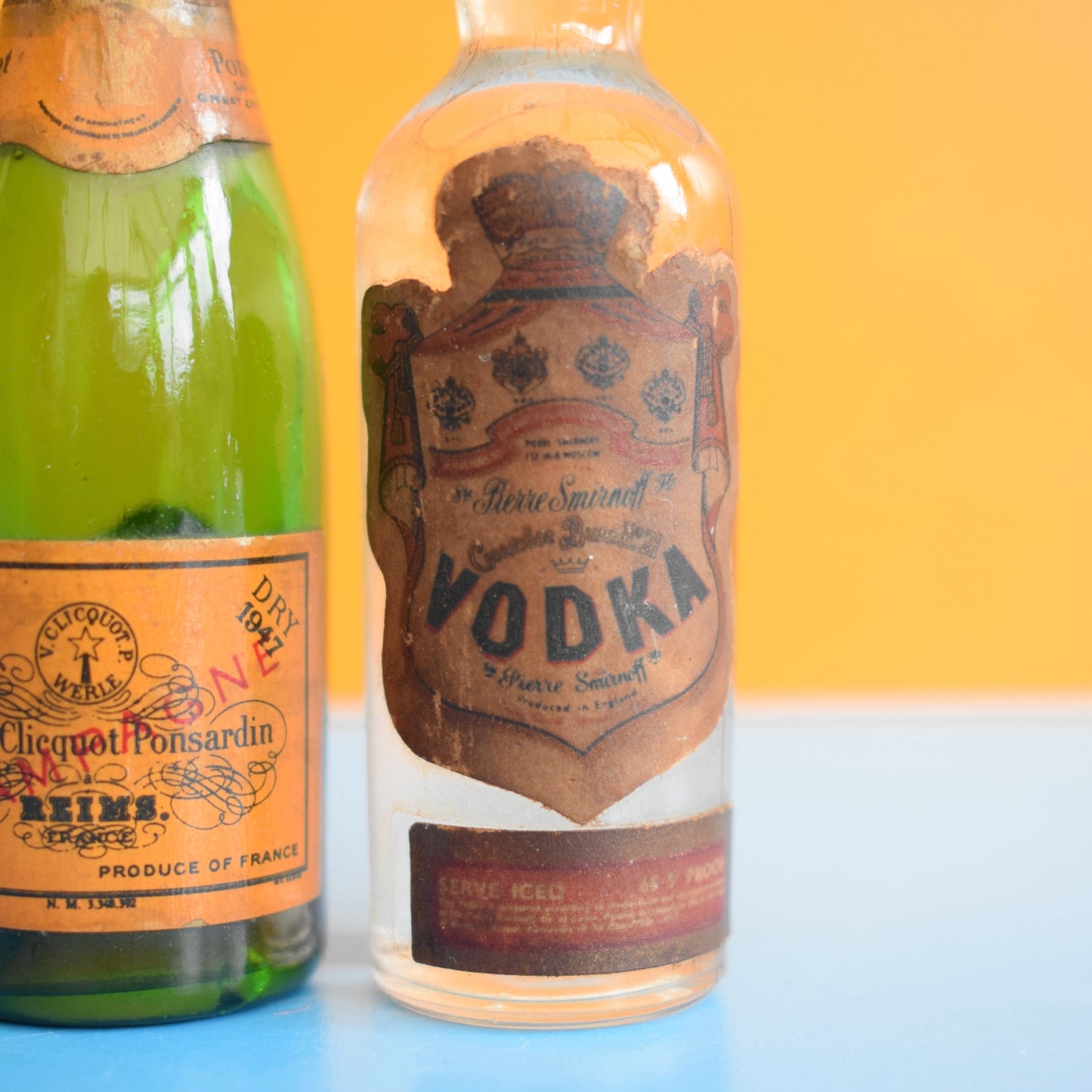 Vintage 1980s Mini Glass Bottles - Schweppes / Wink / Canada Dry / Verve Champagne