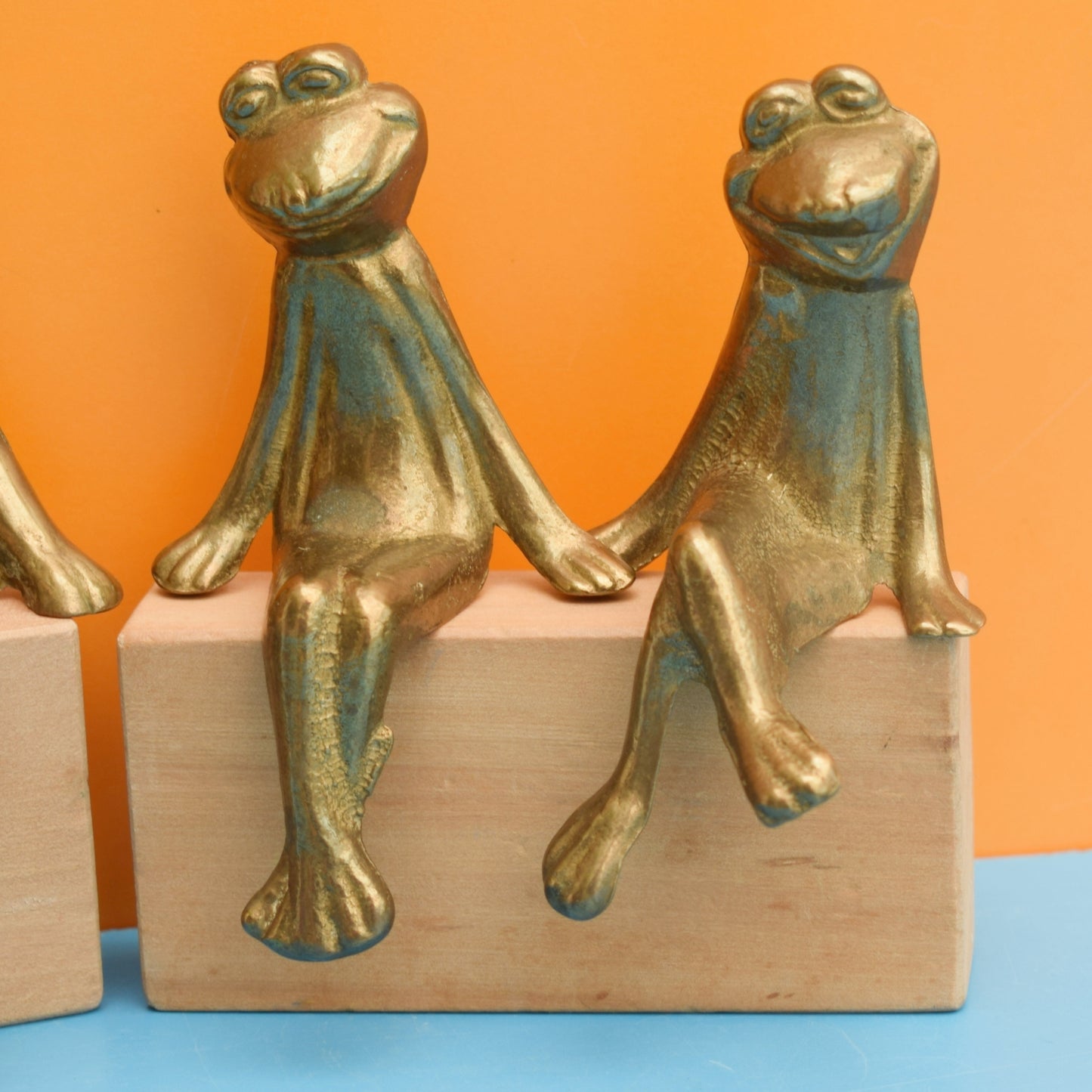 Vintage 1960s Brass Sitting Frog Or Bunny Couple